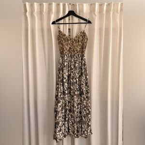 Free People Brown and Cream Floral Maxi Dress